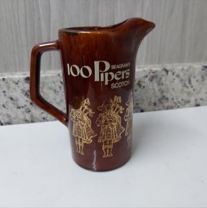 Vintage Seagrams 100 Pipers Scotch Whiskey Jug Pitcher